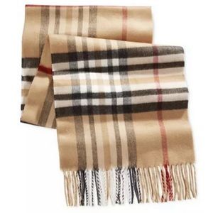 V. Fraas Cashmink Oversized Camel Check Scarf